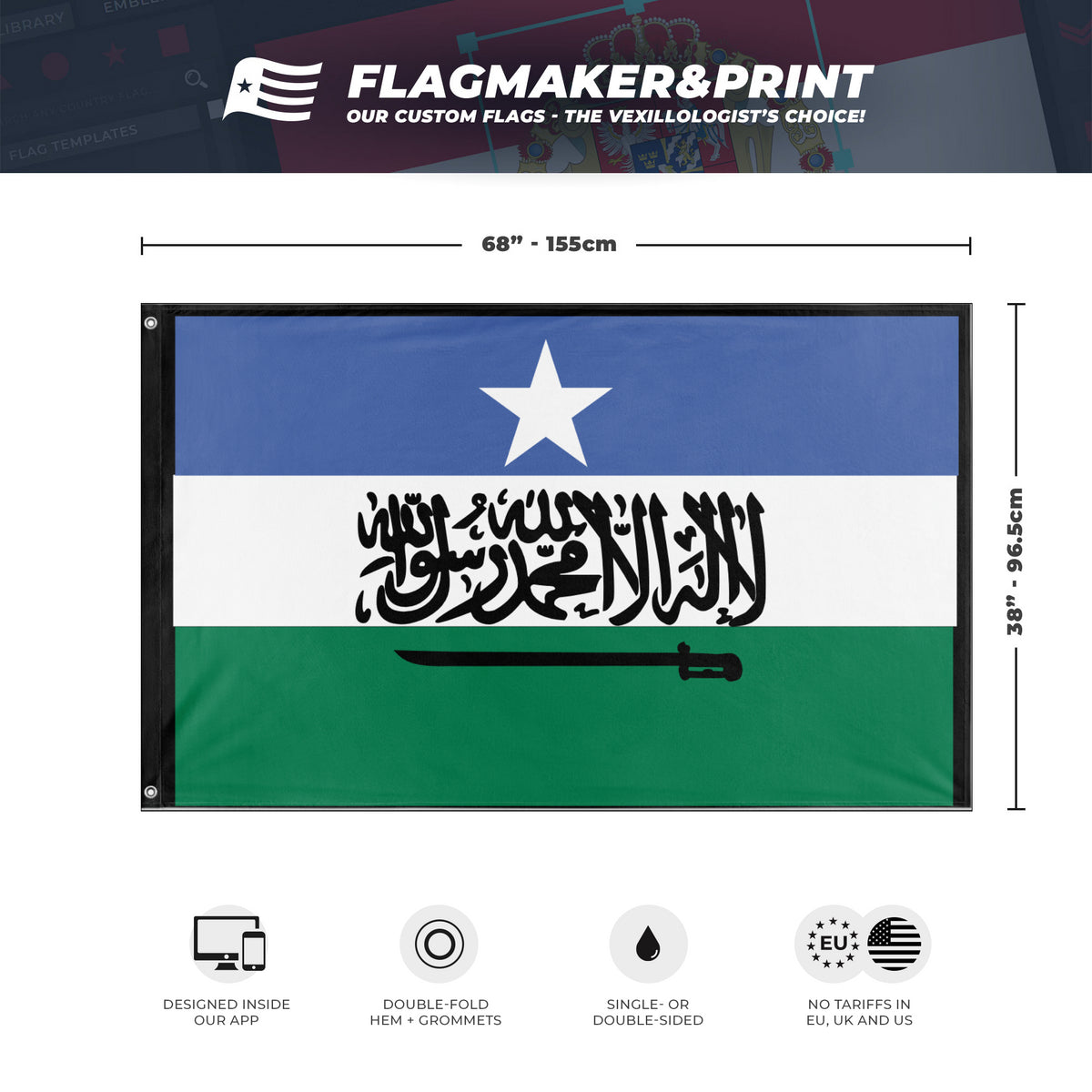 Puntland shahada flag (Puntland flag) Flagmaker & Print