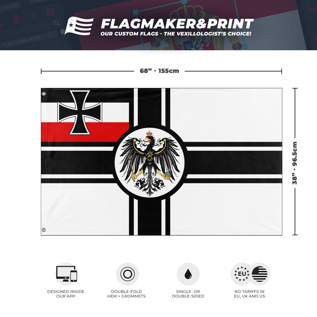 Kaiserreich Reichskriegsflagge flag (Wikipedia Commons) (Hidden ...