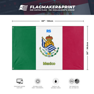 Real Sociedad flag, Mexico flag (Soccer flags Makers)