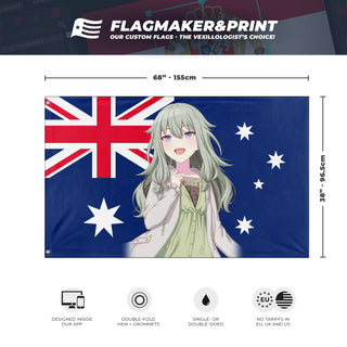 Nene Kusanagi in front of the Australian flag (aamic)