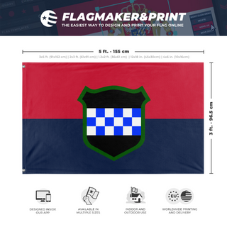 A mockup depicting custom flag specifications and measurements for '99th RD  flag'