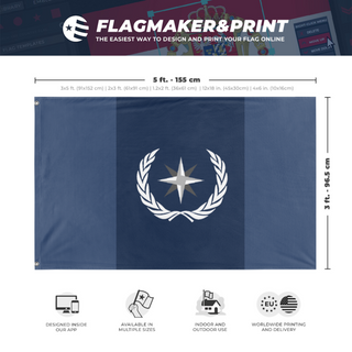 A mockup depicting custom flag specifications and measurements for 'Bloxian flag'