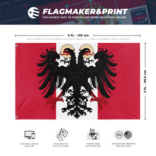 A mockup depicting custom flag specifications and measurements for 'Reyism Canada flag'