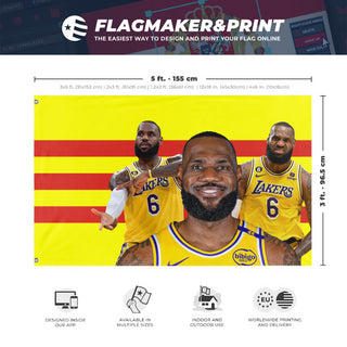 A mockup depicting custom flag specifications and measurements for 'test flag'