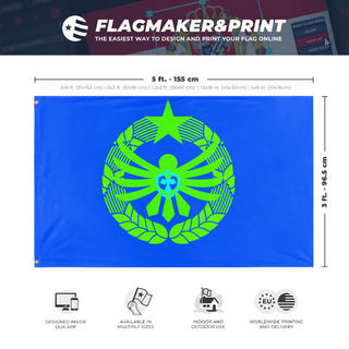 A mockup depicting custom flag specifications and measurements for 'Econation flag'