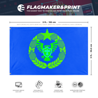 A mockup depicting custom flag specifications and measurements for 'Econation flag'