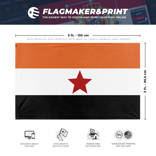 A mockup depicting custom flag specifications and measurements for 'null flag'