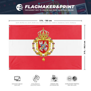 A mockup depicting custom flag specifications and measurements for 'PolishLithuanian commonwealth  flag'