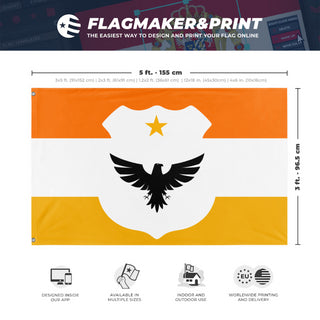 A mockup depicting custom flag specifications and measurements for 'Hambantota flag'