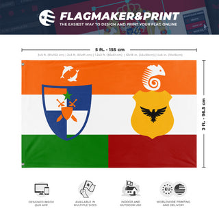 A mockup depicting custom flag specifications and measurements for 'Sri Lankan-Indian Union flag'