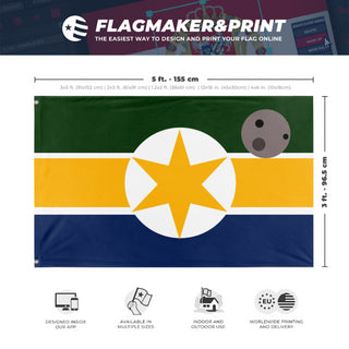A mockup depicting custom flag specifications and measurements for 'Flag Of Earth flag'