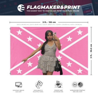 A mockup depicting custom flag specifications and measurements for 'Vidystan flag'