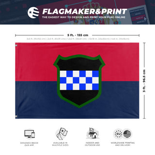 A mockup depicting custom flag specifications and measurements for '99th RD flag'