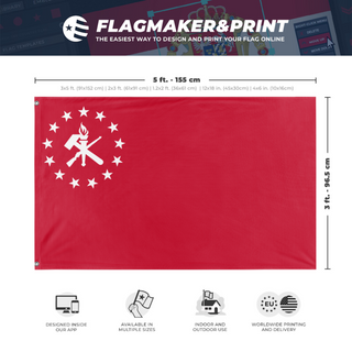 A mockup depicting custom flag specifications and measurements for 'American Socialist Union flag'