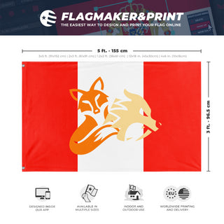 A mockup depicting custom flag specifications and measurements for 'Animaless flag'