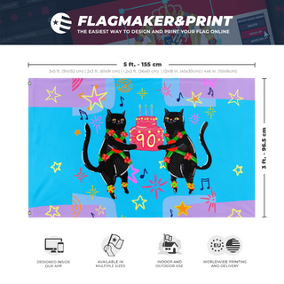 A mockup depicting custom flag specifications and measurements for 'Brian flag'