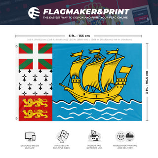 A mockup depicting custom flag specifications and measurements for 'SPEM flag'