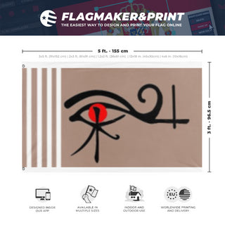 A mockup depicting custom flag specifications and measurements for 'jupiter flag'