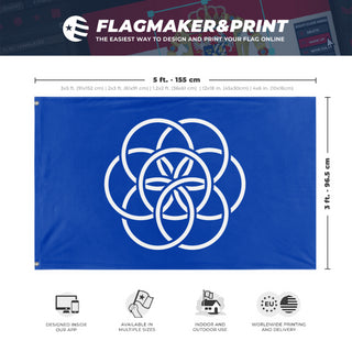 A mockup depicting custom flag specifications and measurements for 'earth flag'