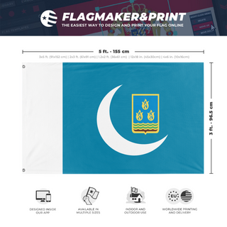 A mockup depicting custom flag specifications and measurements for 'My flag'