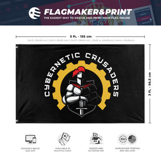 A mockup depicting custom flag specifications and measurements for '6190 Roboics flag'