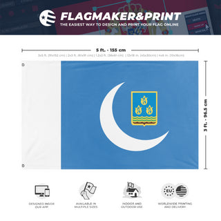 A mockup depicting custom flag specifications and measurements for 'Farman flag'