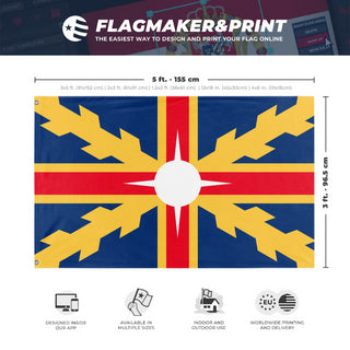 A mockup depicting custom flag specifications and measurements for 'Imperial flag'