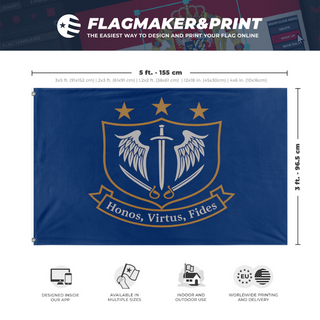 A mockup depicting custom flag specifications and measurements for 'Republic Guard flag'