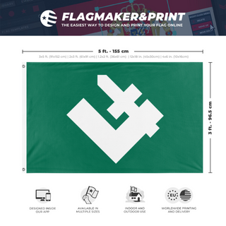 A mockup depicting custom flag specifications and measurements for 'ONR_polska flag'
