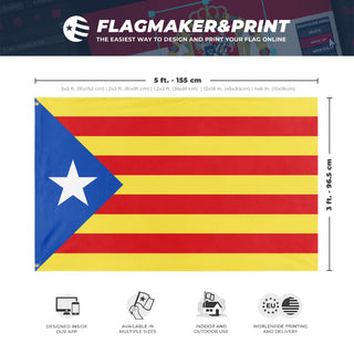 A mockup depicting custom flag specifications and measurements for 'test5 flag'