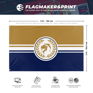 A mockup depicting custom flag specifications and measurements for 'The SSHS flag'