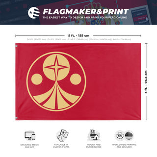 A mockup depicting custom flag specifications and measurements for 'Paler Galactic Empire flag'