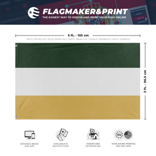 A mockup depicting custom flag specifications and measurements for 'Bungesie flag'