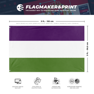 A mockup depicting custom flag specifications and measurements for 'Velaria flag'