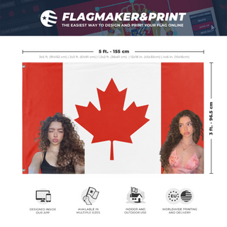 A mockup depicting custom flag specifications and measurements for 'jerebear flag'