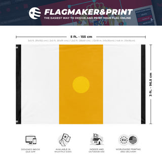 A mockup depicting custom flag specifications and measurements for 'Great Brighton flag'