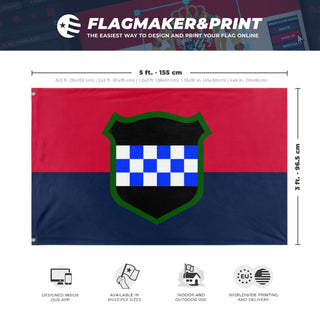 A mockup depicting custom flag specifications and measurements for '99th RD flag'
