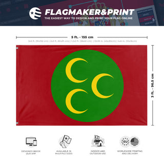 A mockup depicting custom flag specifications and measurements for 'Ottoman Empire  flag'