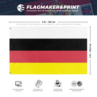 A mockup depicting custom flag specifications and measurements for 'Miccosukee Tribe Flag'