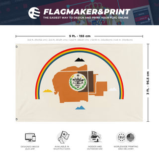 A mockup depicting custom flag specifications and measurements for 'Najavo Nation Flag'