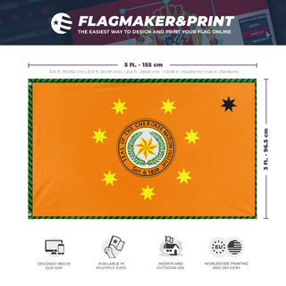 A mockup depicting custom flag specifications and measurements for 'Cherokee Nation flag'