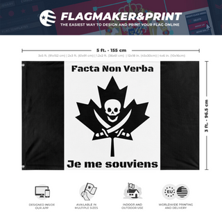 A mockup depicting custom flag specifications and measurements for 'Take Back Canada flag'
