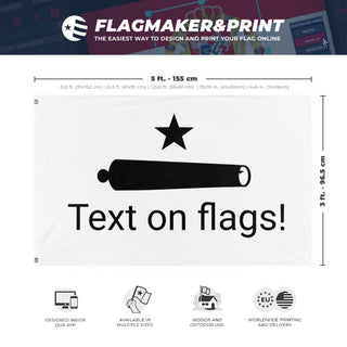 A mockup depicting custom flag specifications and measurements for 'bob flag'
