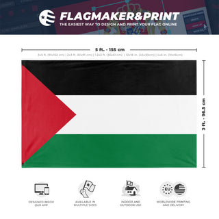 A mockup depicting custom flag specifications and measurements for 'pal flag'
