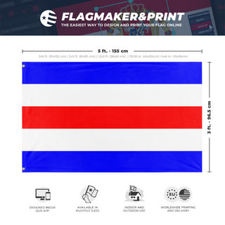 A mockup depicting custom flag specifications and measurements for 'Charlie Signal Flag'