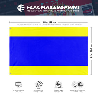 A mockup depicting custom flag specifications and measurements for 'Delta Signal Fla flag'