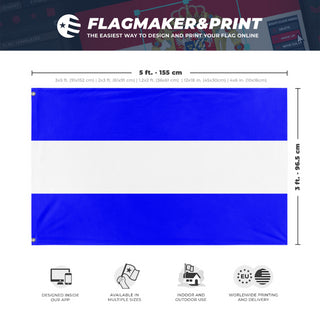 A mockup depicting custom flag specifications and measurements for 'Juliet Signal Flag'