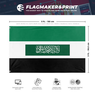 A mockup depicting custom flag specifications and measurements for 'afgh flag'