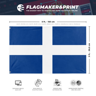 A mockup depicting custom flag specifications and measurements for 'Calleton Union flag'
