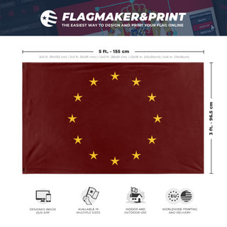 A mockup depicting custom flag specifications and measurements for 'Alexandria flag'
